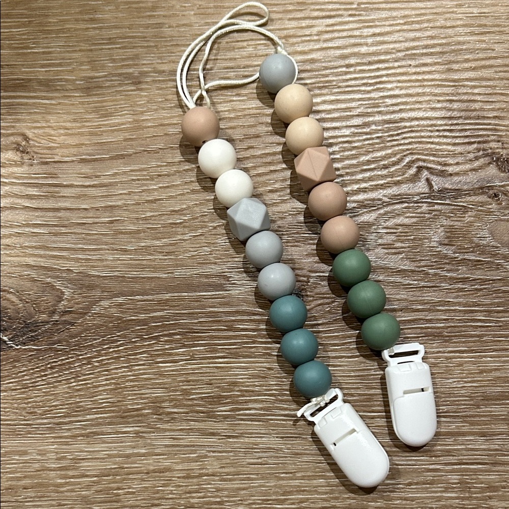 Colorful Beaded Pacifier Clip Set